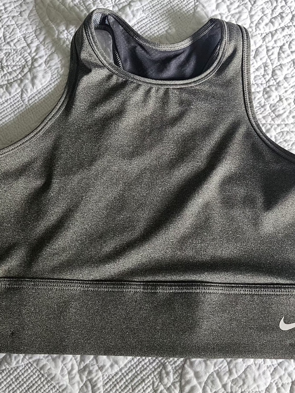 Nike Metallic Charcoal High-Neck Sports Bra